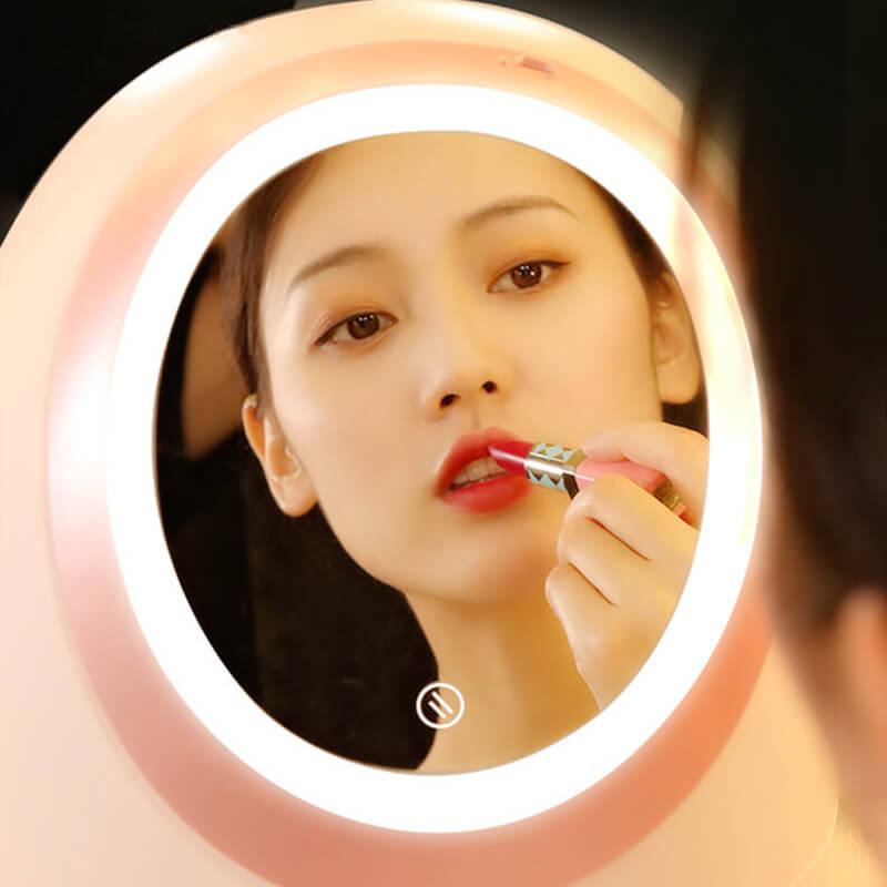 【2019 New Fashion】 LED HD Mirror Makeup Storage Box Cosmetic Organizer Case