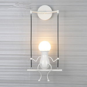 Creative Small Man Iron Wall Hanging Lamp