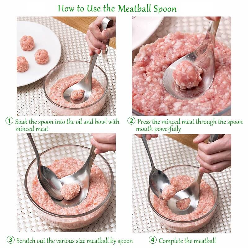 Non-Stick Meatball Spoon Maker Kitchen Stainless Steel DIY Fish Meat Mold Tools