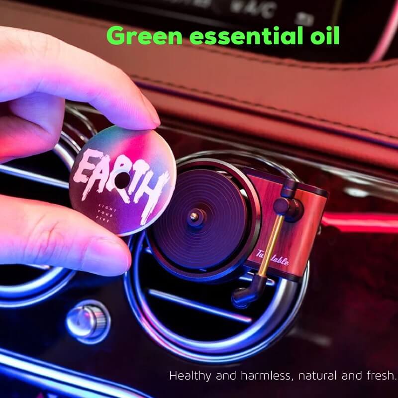 2 PCS Turntable Car Air Freshener Mini Record Player Scent Outlet Long Lasting Perfume with 6pcs Replace Aromatherapy Tablets