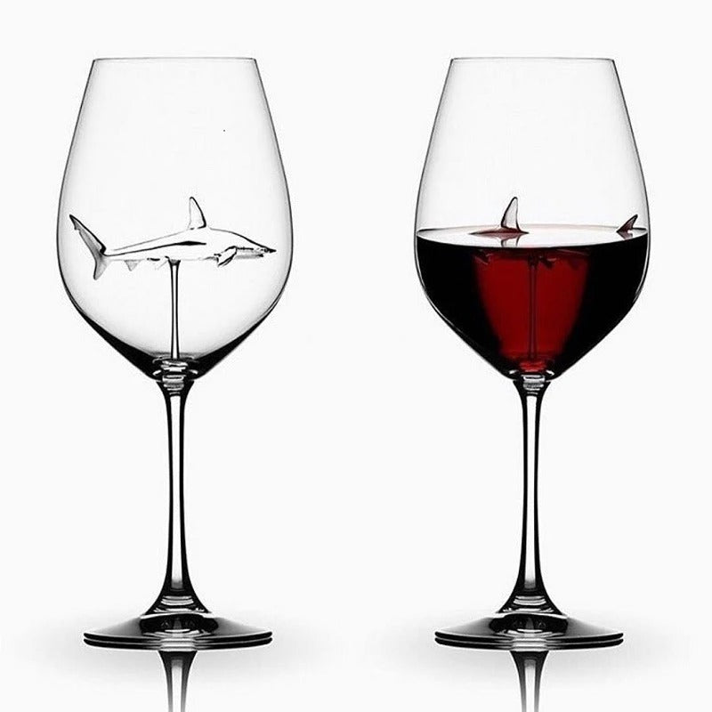 3D Shark Red Wine Glasses Set
